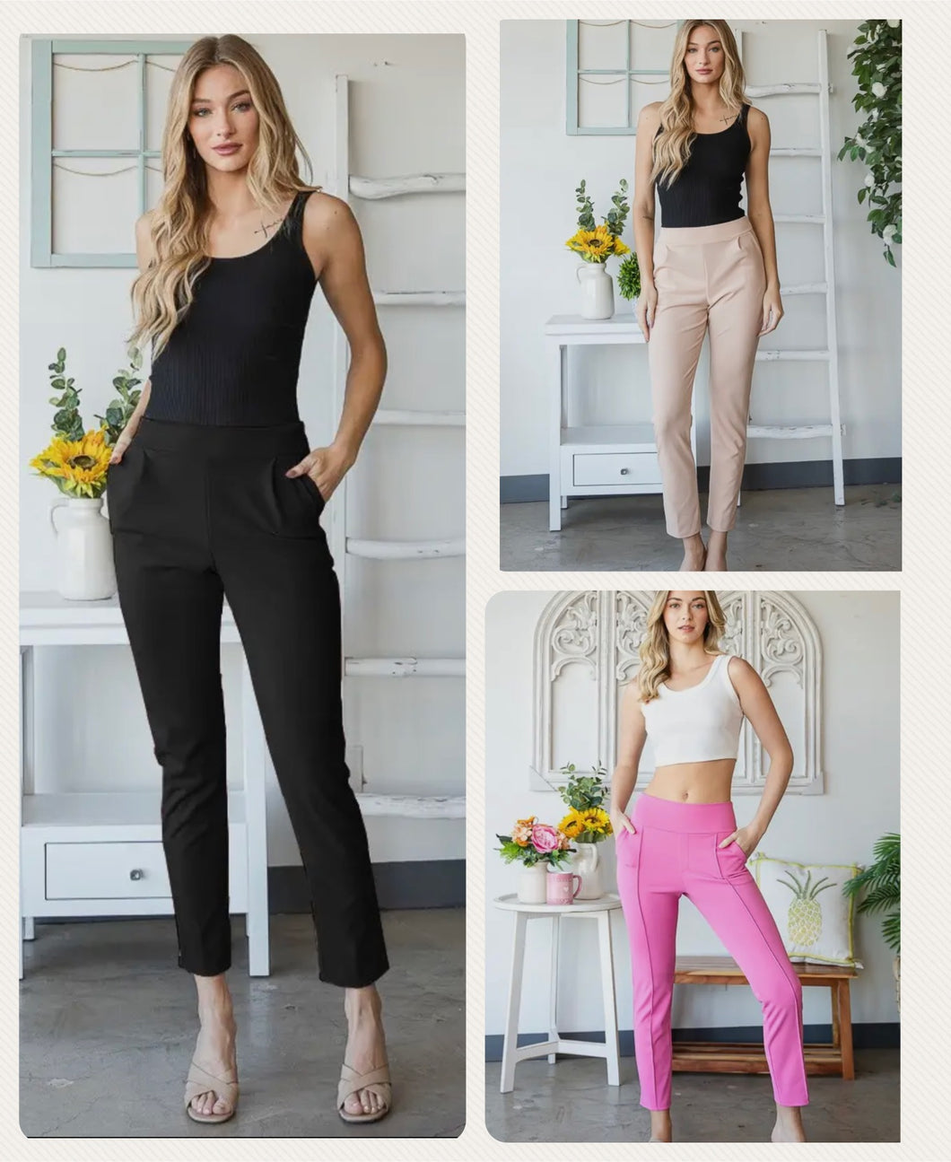 Hannah Pant- 3 Colors- Black, Sand, Bubblegum