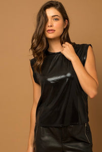 Metallic Muscle Tee Black