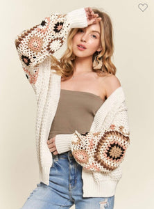 Crochet Sleeve Cardi Cream