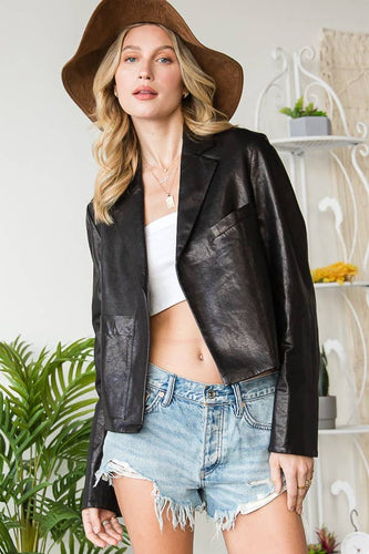 Vegan Leather Blazer