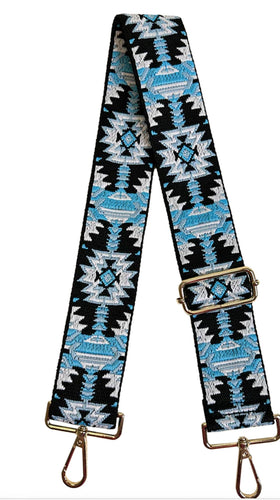 Embroidered Strap Blk/Turquoise